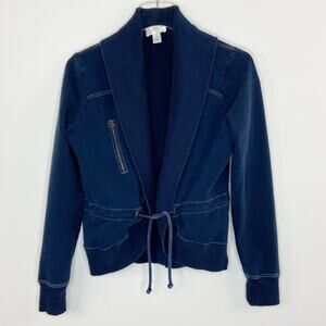 Ann Taylor Loft Navy Knit Blazer Jacket Sz M